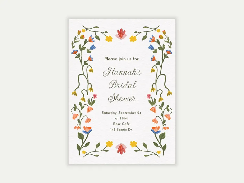 Bright Little Blooms Invitation free template design
