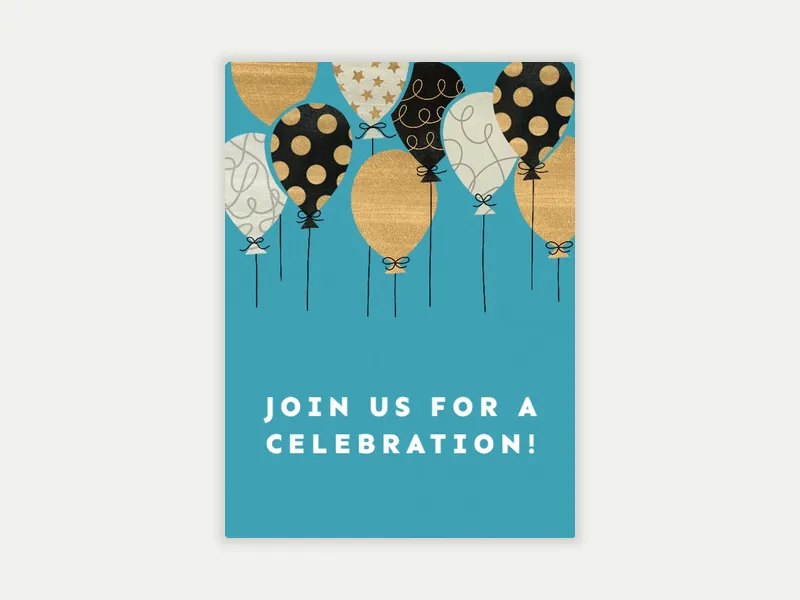 Gold Print Balloons Invitation free template design