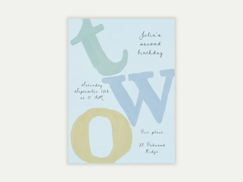 Letter Drop - 2nd_birthday - Invitation