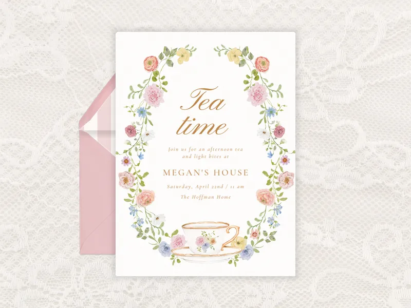 Pastel Botanical Wreath Invitation premium template design