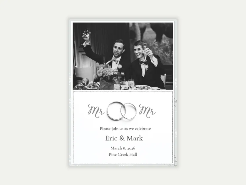 Mr. & Mr. Winter Wedding Band (Photo) - anniversary - Invitation