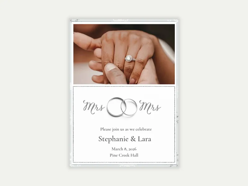 Mrs. & Mrs. Winter Wedding Band (Photo) - anniversary - Invitation