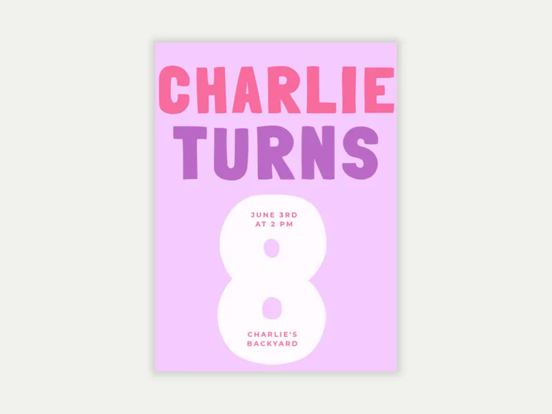Big Age Invitation free template design