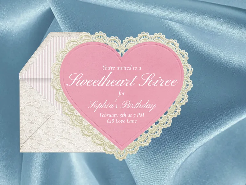 Heart Doily Invitation premium template design