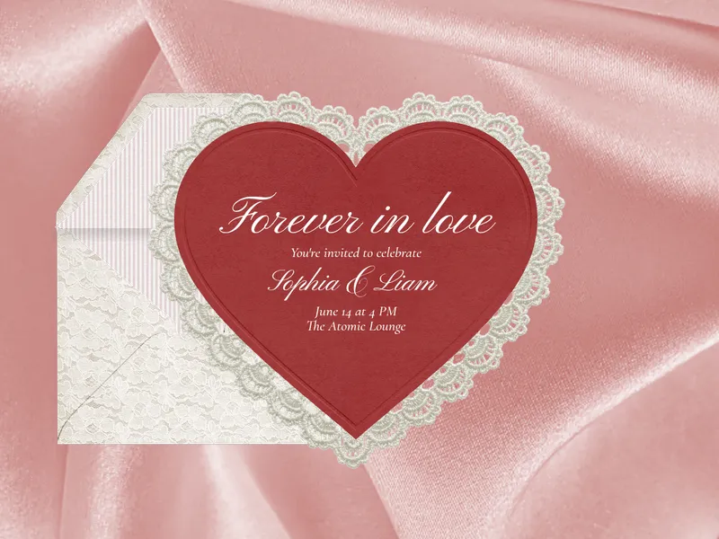 Heart Doily Invitation premium template design