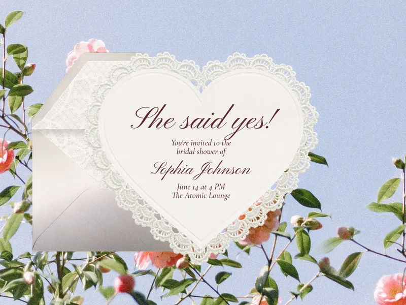 Heart Doily Invitation premium template design