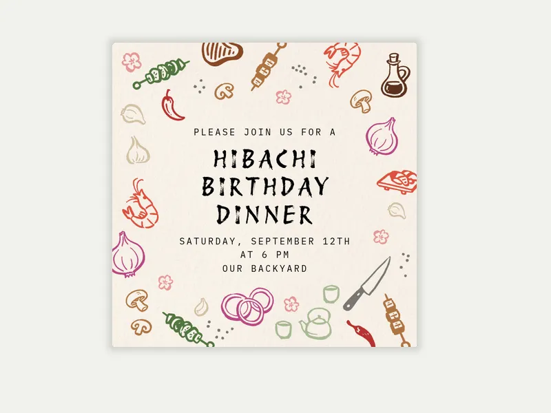 Yummy Hibachi Invitation free template design