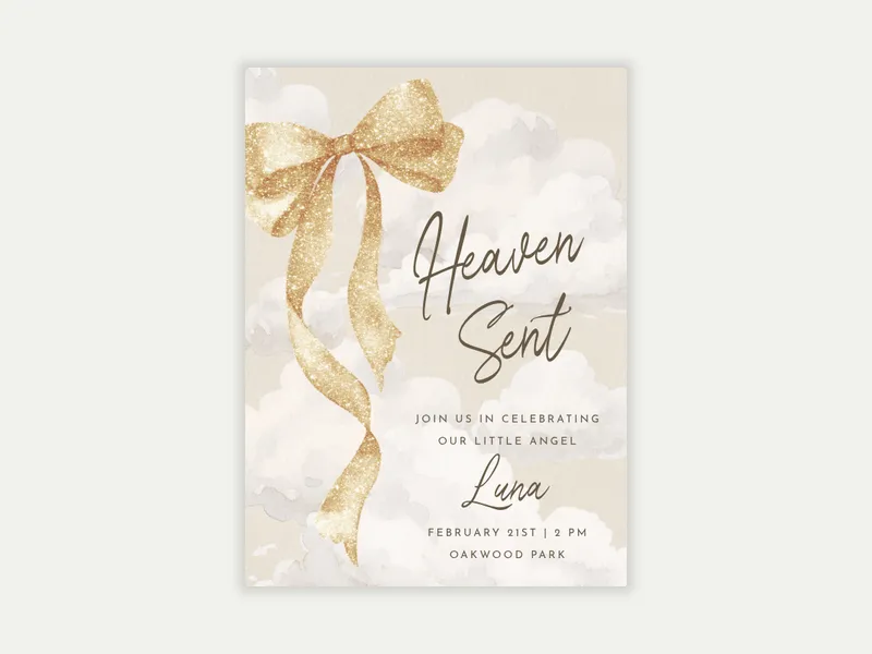 Shimmer Bow Invitation free template design