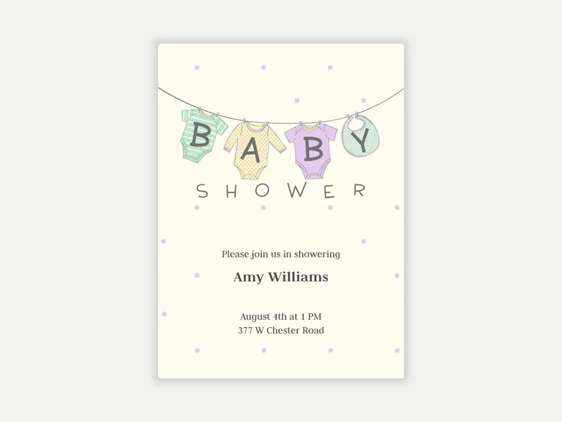 Baby Clothesline Invitation free template design