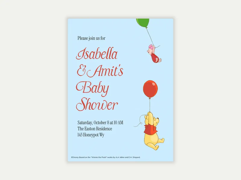 Disney’s Winnie the Pooh: Pooh & Pals Invitation free template design