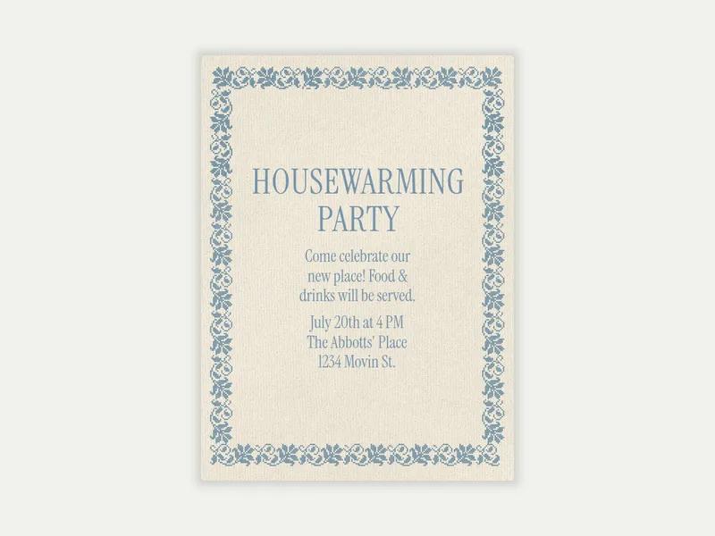 Cross Stitch Invitation free template design