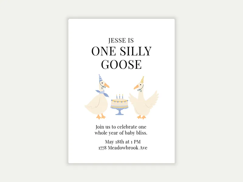 Little Goose Invitation free template design