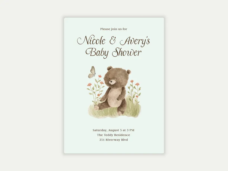 Curious Bears Invitation free template design