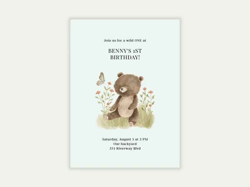 Curious Bears Invitation free template design
