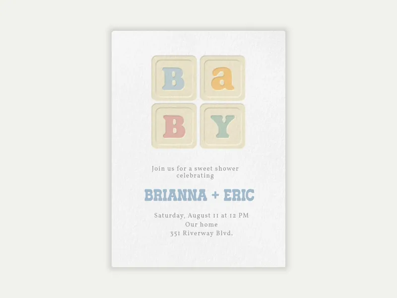 Minimalistic Baby Shower Invitation free template design