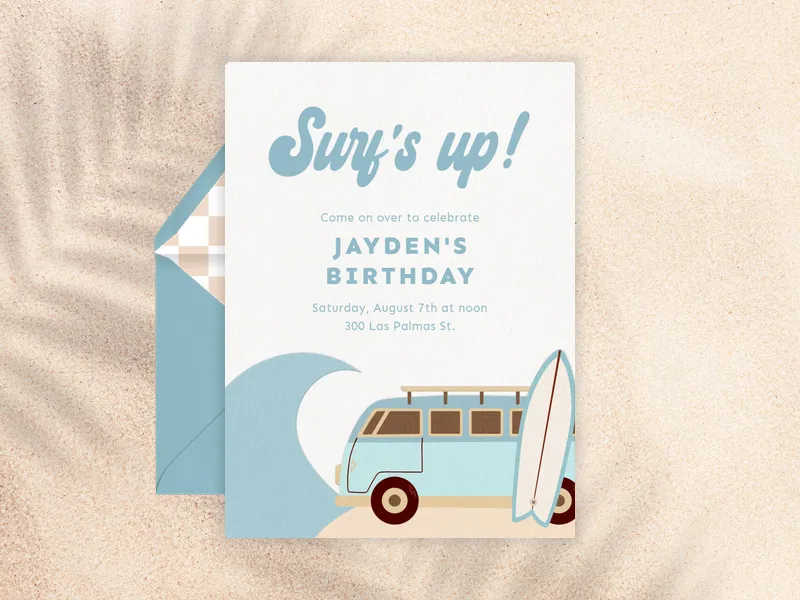 Wavy Wonders Van Invitation premium template design