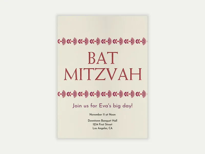 Bar Mitzvah Invitation free template design