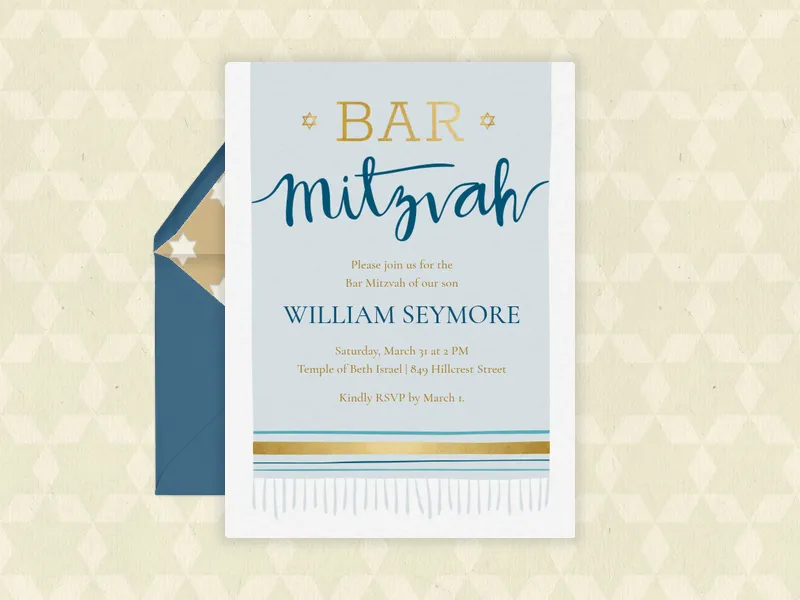 Tallit Shawl - bar_bat_mitzvah - Invitation