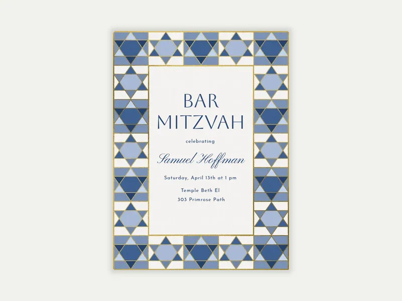 Mosaic Star of David - bar_bat_mitzvah - Invitation
