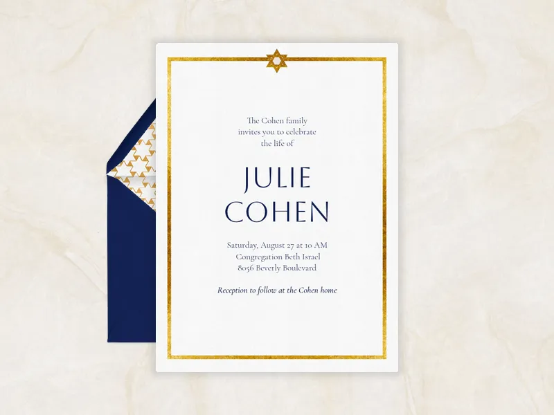 Star of David - funeral_memorial_service - Invitation