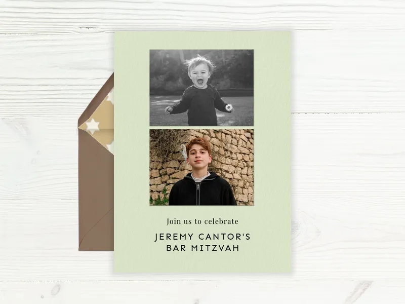 Green Textured Paper (Photo) Invitation premium template design