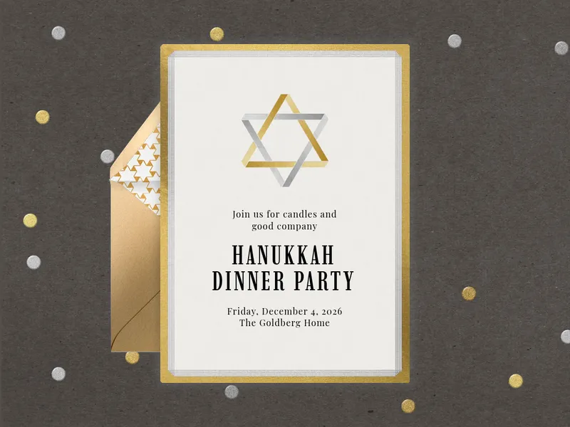 Gold & Silver Star of David Invitation premium template design