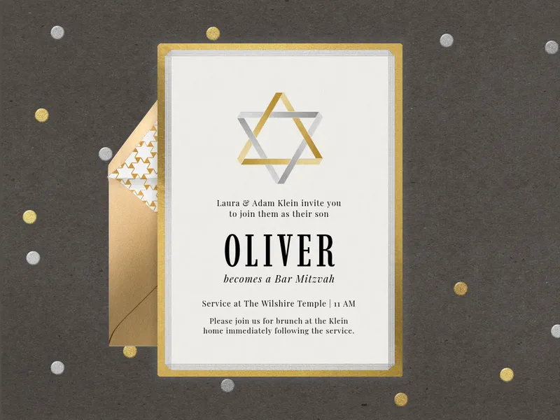 Gold & Silver Star of David Invitation premium template design