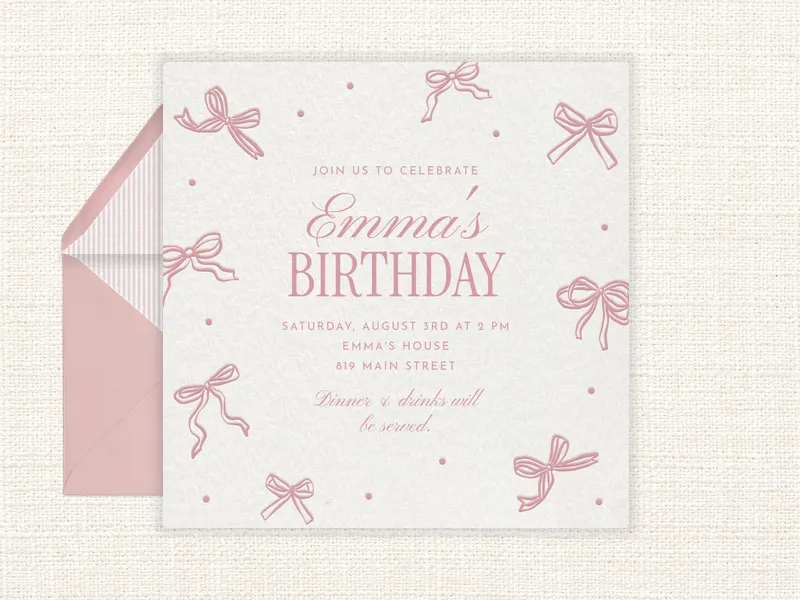 Delicate Bows - 40th_birthday - Invitation