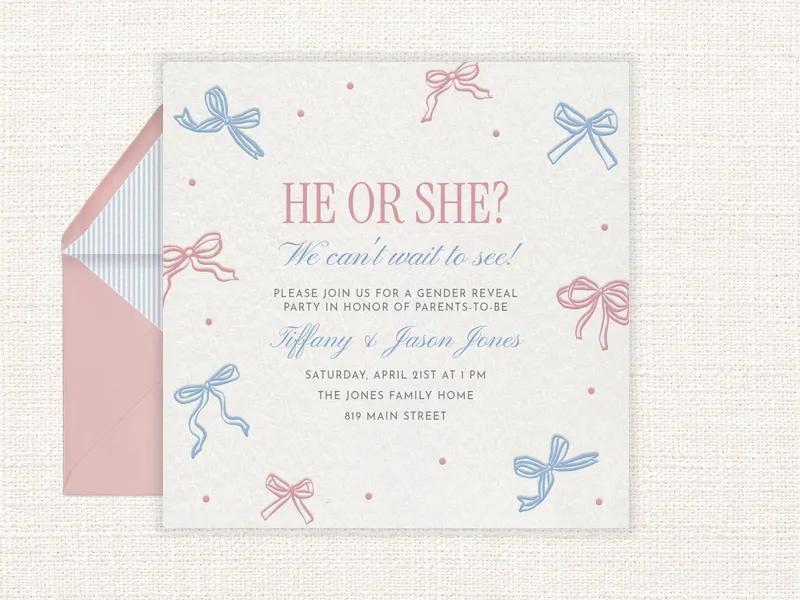 Delicate Bows - gender_reveal - Invitation