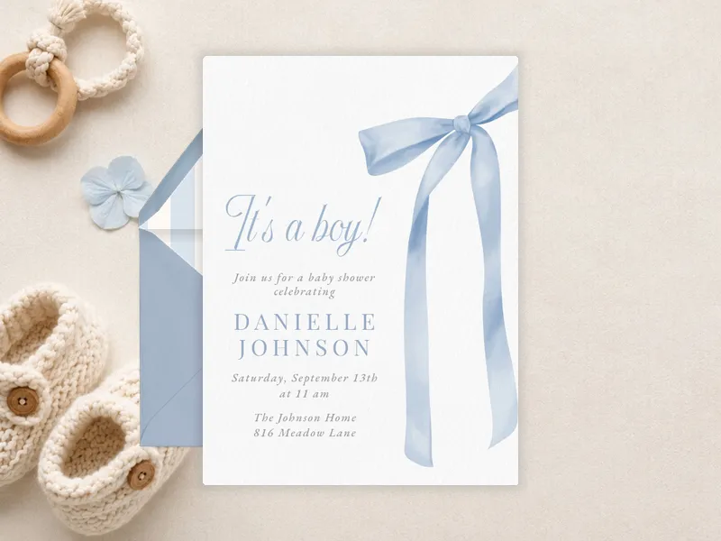 Ribbons, Bows Invitation premium template design