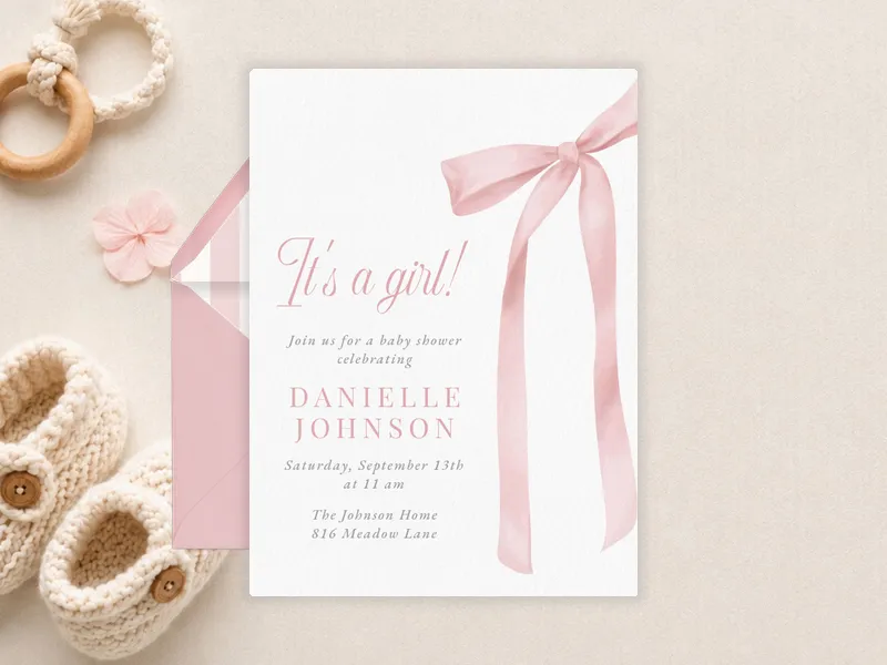 Ribbons, Bows Invitation premium template design