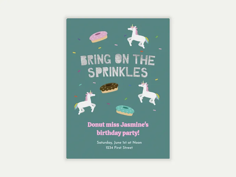 Unicorn Sprinkles Invitation free template design