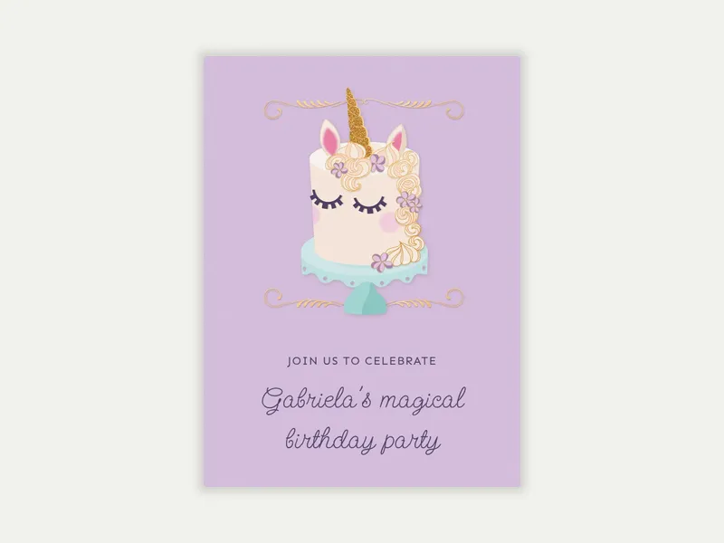 Unicorn Cake Invitation free template design