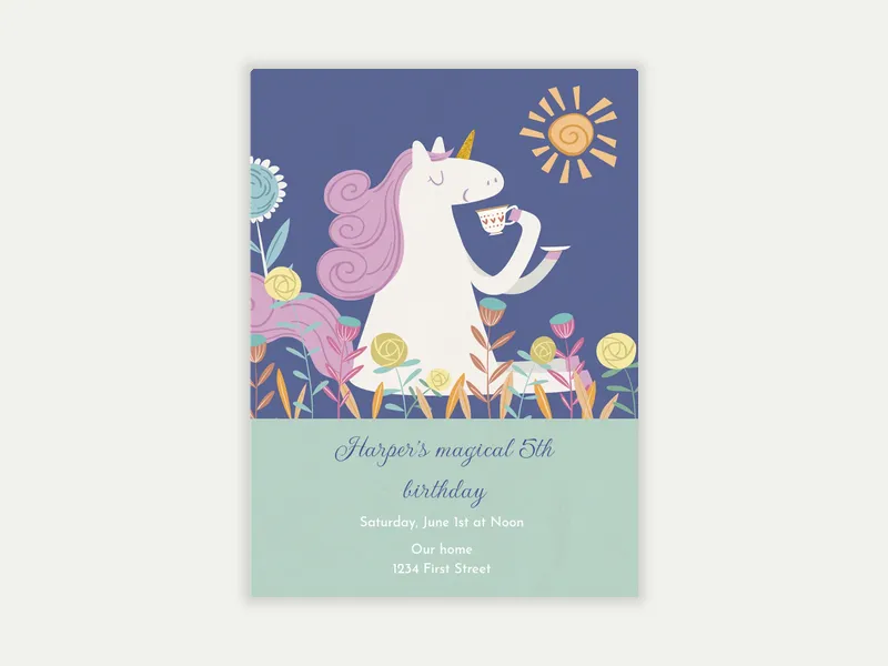 Mystical Garden Unicorn Invitation free template design