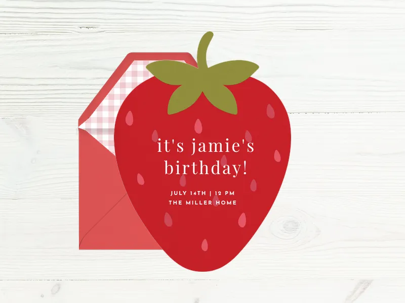 Strawberry Soirée Invitation premium template design