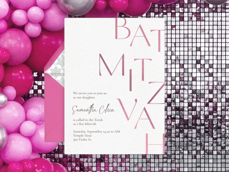 Typographic Mitzvah Invitation premium template design