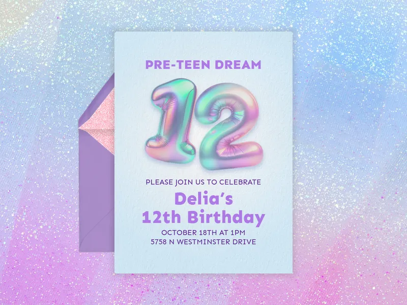 Holographic Balloons Invitation premium template design
