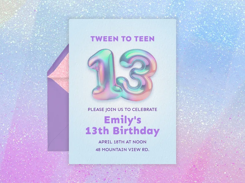 Holographic Balloons Invitation premium template design