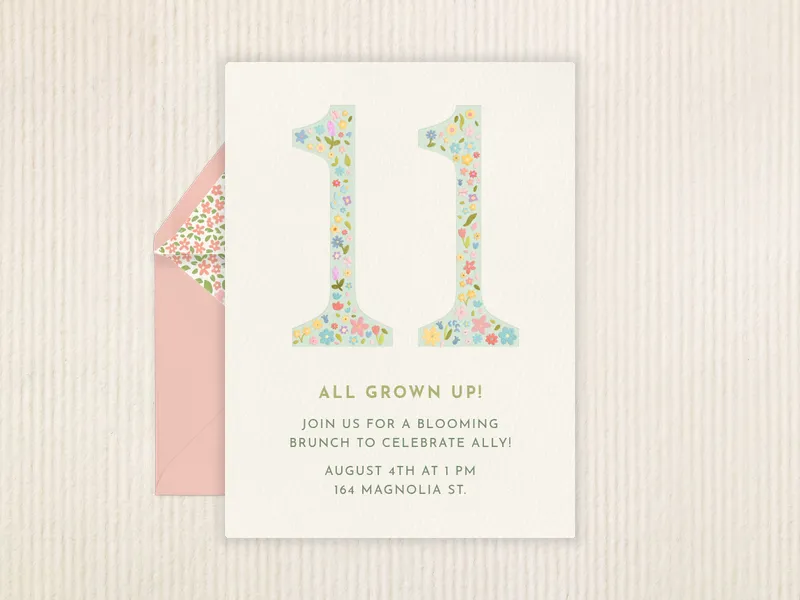 Floral Whimsical Number Invitation premium template design