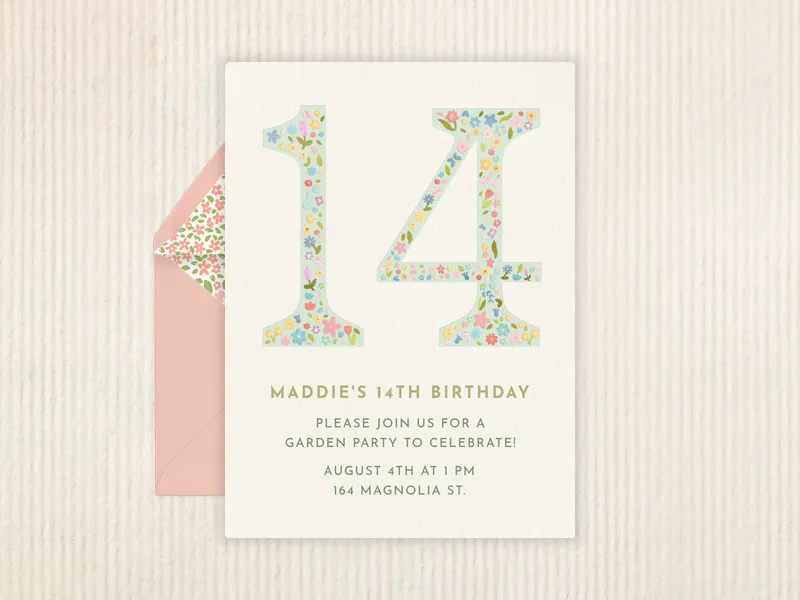 Floral Whimsical Number Invitation premium template design