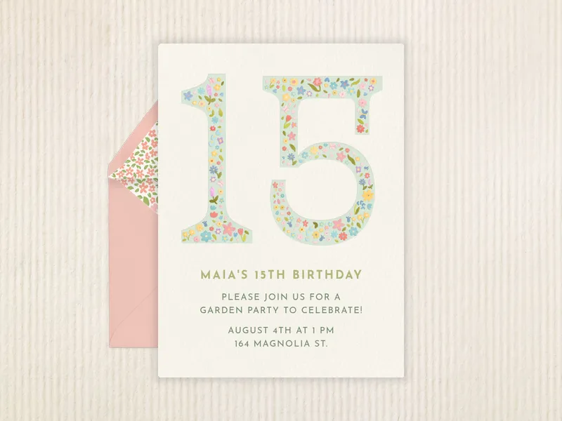 Floral Whimsical Number Invitation premium template design