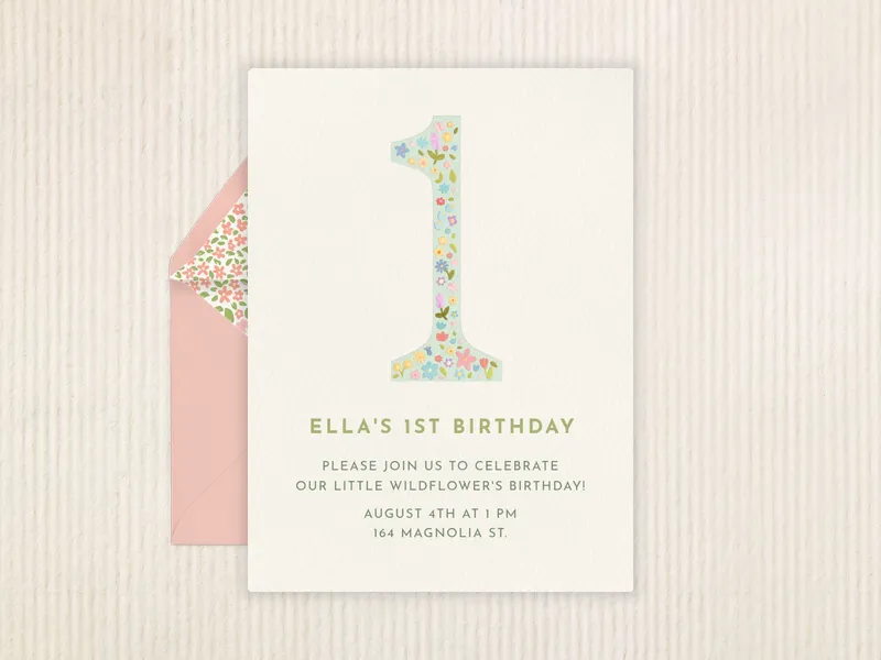 Floral Whimsical Number Invitation premium template design