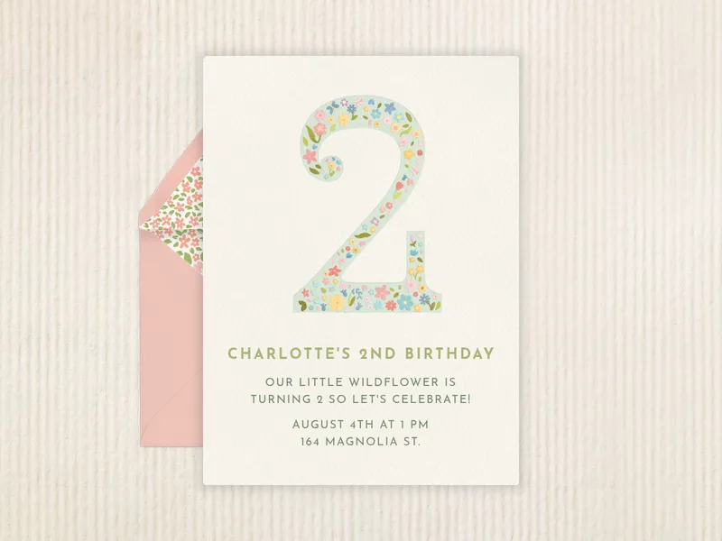 Floral Whimsical Number Invitation premium template design