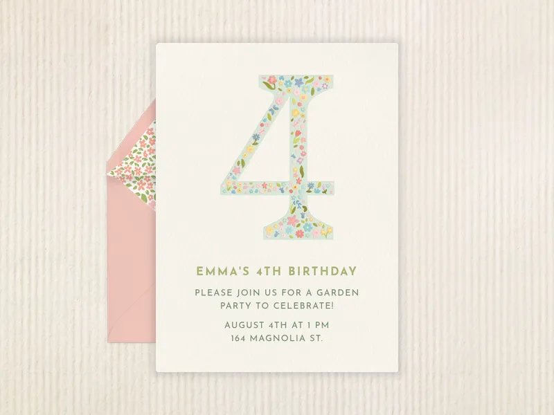 Floral Whimsical Number Invitation premium template design