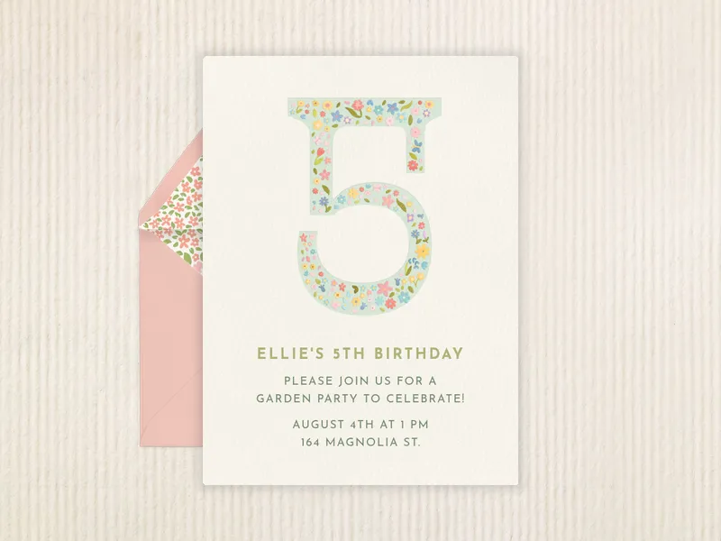 Floral Whimsical Number Invitation premium template design