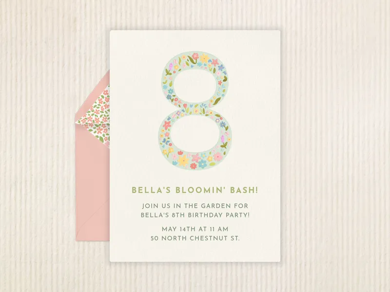 Floral Whimsical Number Invitation premium template design