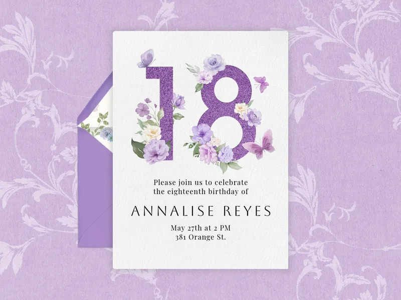 Mystical Blooms Birthday Invitation premium template design