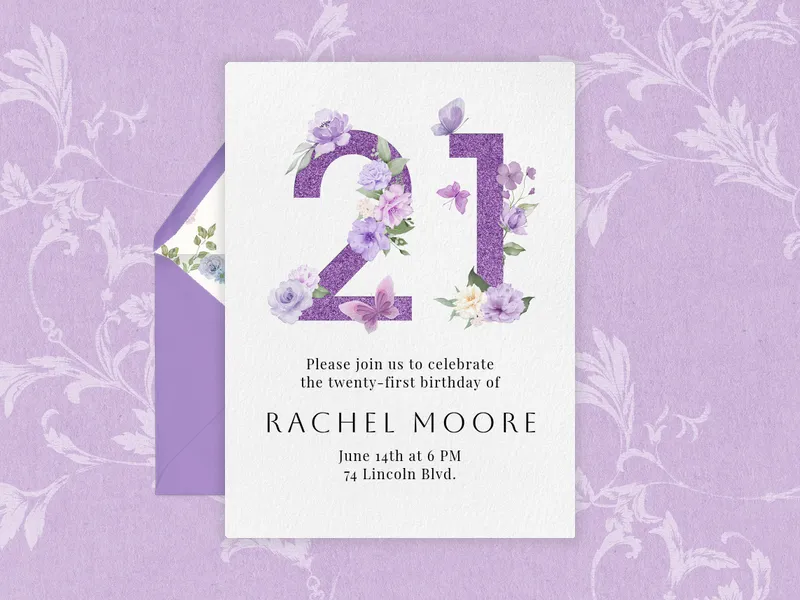 Mystical Blooms Birthday Invitation premium template design