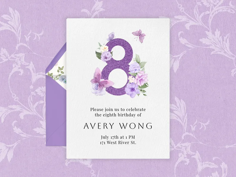 Mystical Blooms Birthday Invitation premium template design