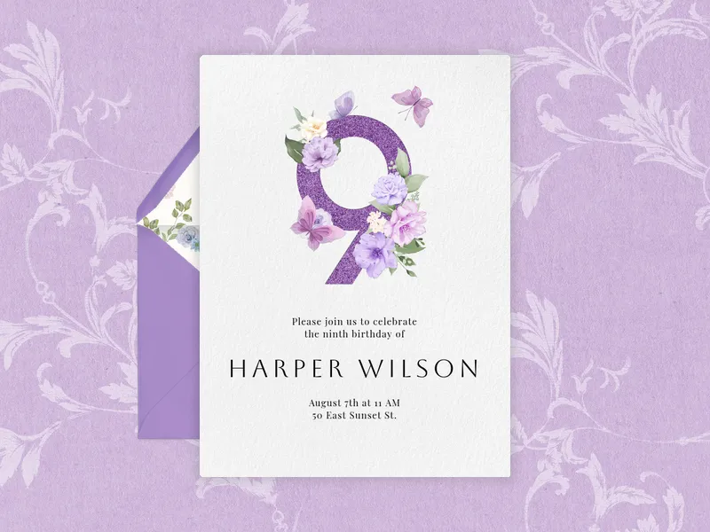 Mystical Blooms Birthday Invitation premium template design